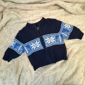 baby GAP Navy and Blue Nordic Winter Toddler Sweater
